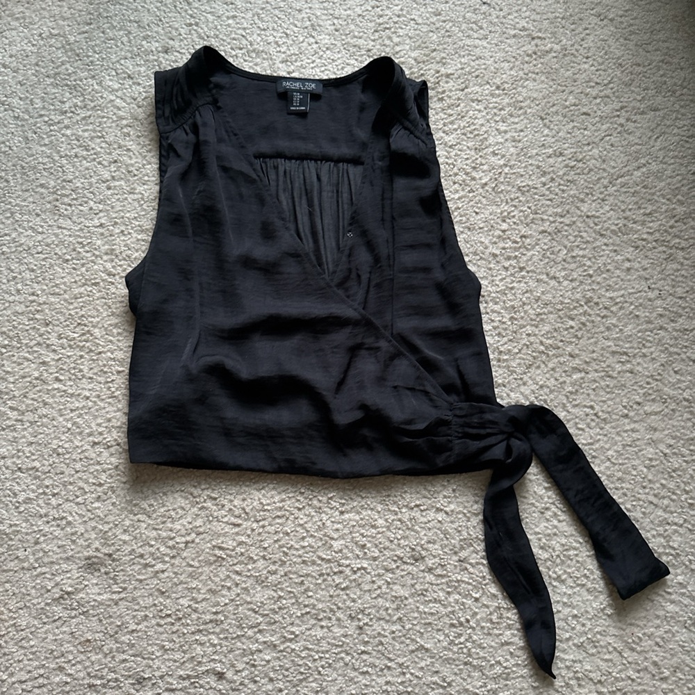 Black Sleeveless Wrap Top by Rachel Zoe